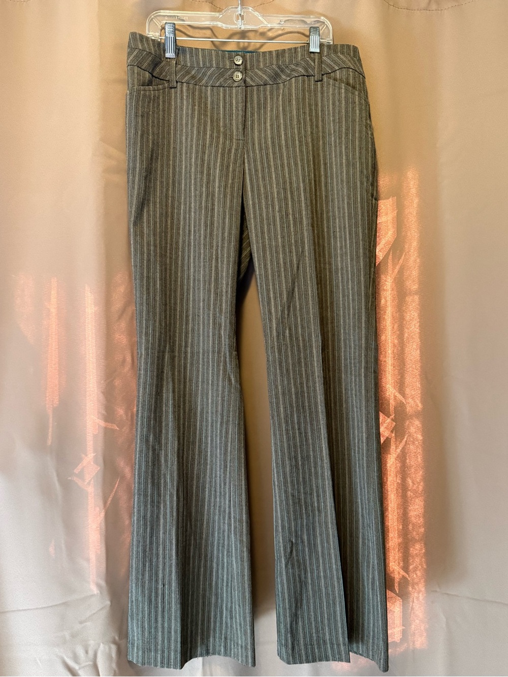 Vintage Y2K Tracy Evans Brown Pinstripe Flare Pants Office Siren 9